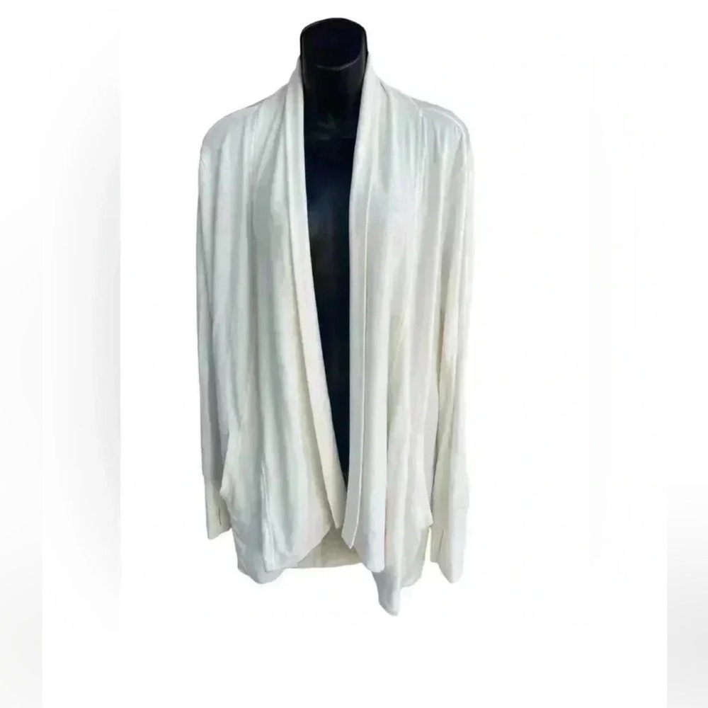 ATHLETA HEATHER cream off white POCKETS NIRVANA PRANAYAMA RESTORE WRAP CARDIGAN - Picture 7 of 13